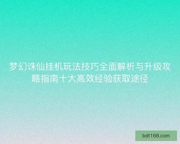 梦幻诛仙挂机玩法技巧全面解析与升级攻略指南十大高效经验获取途径